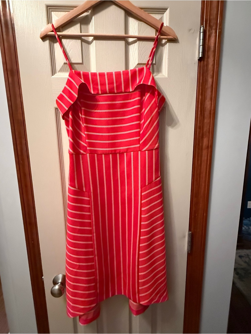 Banana Republic Red and White Striped Spaghetti Strap Dress